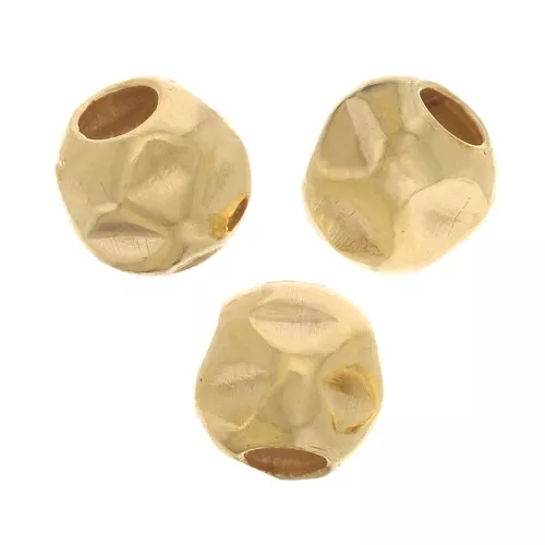 3mm Round crinkle effect bead - Gold filled x10