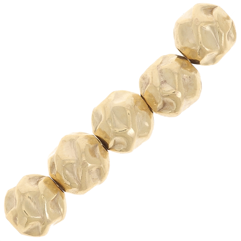 5mm Round crinkle effect bead - Gold filled x1