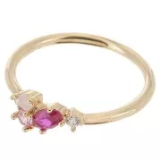 Fine ring with zirconium oxide - Size 54 Multi-pink - 3 microns Gold plated x1
