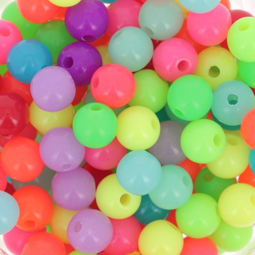 6mm Round beads assortment - Multicolored neon x50