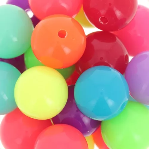 12mm Round beads assortment - Multicolored neon x20