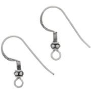 20mm oxidised 925 Sterling Silver Earwires with small flower x2|raw }}