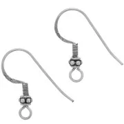 20mm oxidised 925 Sterling Silver Earwires with small flower x2