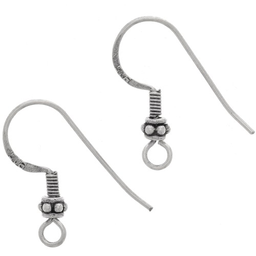 20mm oxidised 925 Sterling Silver Earwires with small flower x2