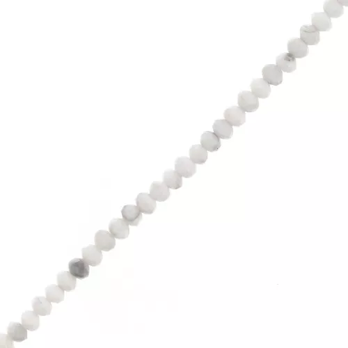 3.5x2.5 mm gemstone flat round faceted beads - Howlite x39cm