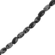 6.5x4mm Gemstone olive beads - Speckled Obsidian x39cm