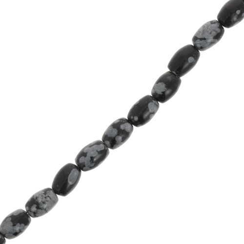 6.5x4mm Gemstone olive beads - Speckled Obsidian x39cm