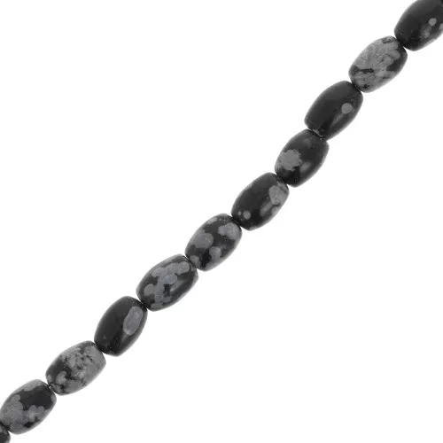 6.5x4mm Gemstone olive beads - Speckled Obsidian x39cm