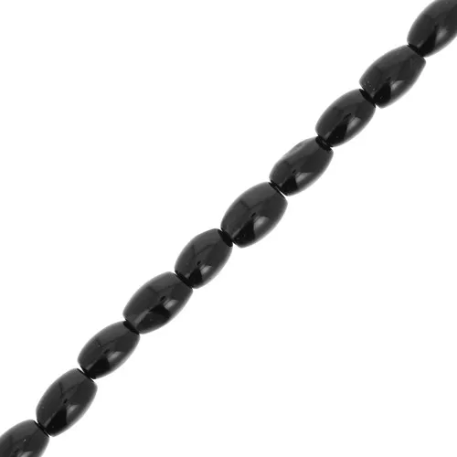 5.5x4mm Gemstone olive beads - Black Agate x37cm