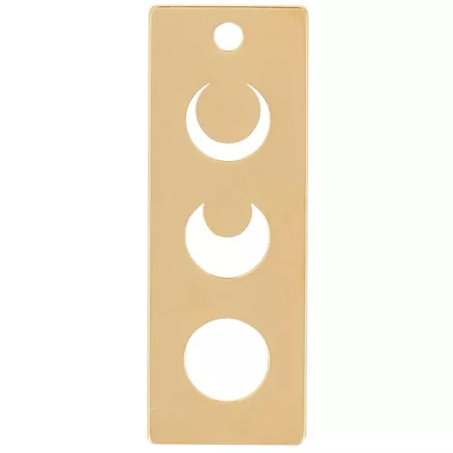 18x6.5mm Rectangular hollowed-out moon pendant by Perles&Co - Fine gold plated x1