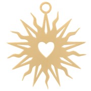 16mm Hollow sun pendant by Perles&Co - heart pattern - Fine gold plated x1|raw }}