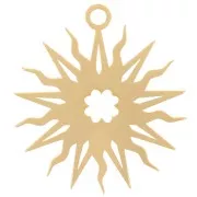 16mm Hollow sun pendant by Perles&Co - cloverleaf pattern - Fine gold plated x1