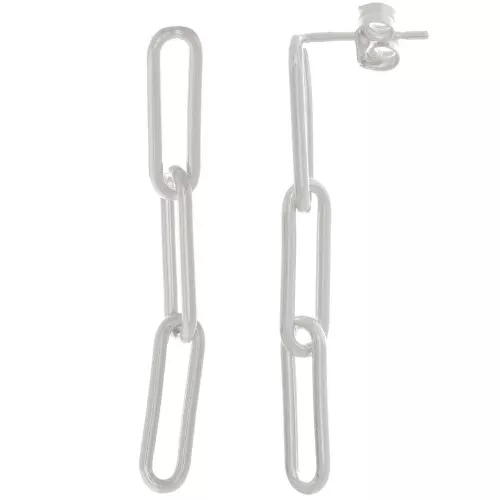 36x4mm 925 Sterling Silver Rectangle Chain earStuds x2