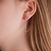 36x4mm 925 Sterling Silver Rectangle Chain earStuds x2