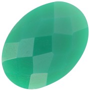 18x13mm Oval faceted dyed gemstone cabochon - Green Onyx x1|raw }}