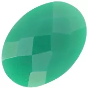 18x13mm Oval faceted dyed gemstone cabochon - Green Onyx x1