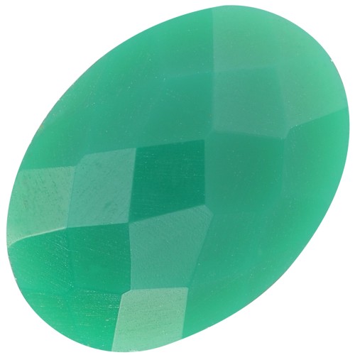 18x13mm Oval faceted dyed gemstone cabochon - Green Onyx x1