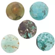 15mm faceted round dyed gemstone Cabochon - Turquoise x1
