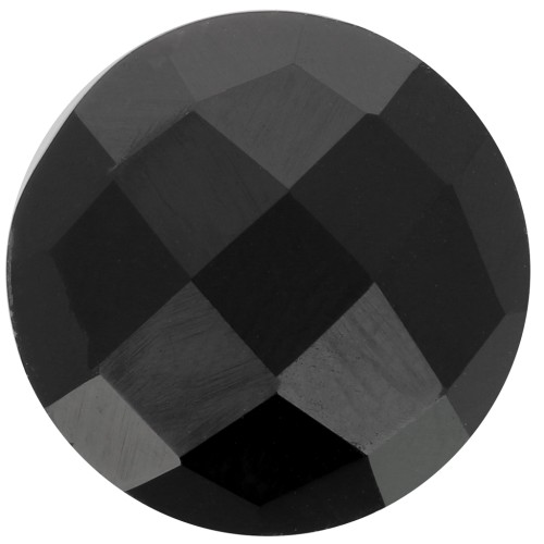 15mm faceted round gemstone Cabochon - Black Onyx x1