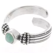 925 Sterling Silver Ring for 4mm flat back cabochon - Size 48 to 54 - oxidized x1