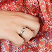 925 Sterling Silver Ring for 4mm flat back cabochon - Size 48 to 54 - oxidized x1