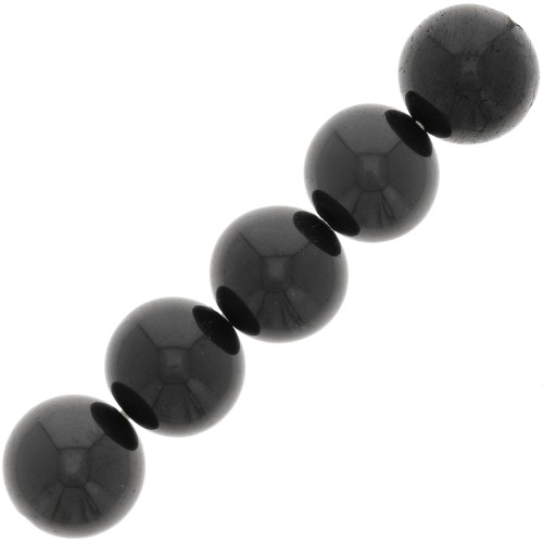 6mm Round gemstone beads - Black Spinel x15