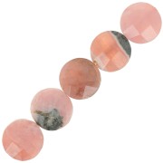 6mm Round faceted gemstone bead - Rhodochrosite x1