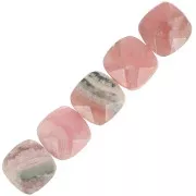 6mm Square faceted gemstone bead - Rhodochrosite x1