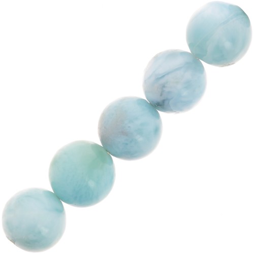 8mm Round gemstone bead - Larimar x1