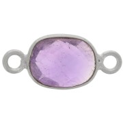 8x6mm 925 Sterling silver Oval faceted gemstone spacer - Amethyst x1