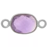 8x6mm 925 Sterling silver Oval faceted gemstone spacer - Amethyst x1