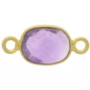 8x6mm 925 Sterling silver Oval faceted gemstone spacer - gold - Amethyst x1