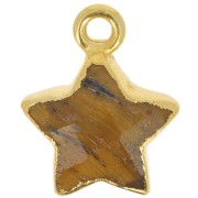 14x11mm 925 Sterling Silver Faceted Star Charm - Fine Gold Plated - Tiger Eye x1