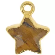 14x11mm 925 Sterling Silver Faceted Star Charm - Fine Gold Plated - Tiger Eye x1