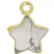 14x11mm 925 Sterling Silver Faceted Star Charm - Fine Gold Plated - Howlite x1