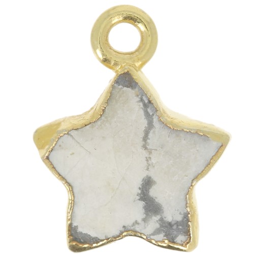 14x11mm 925 Sterling Silver Faceted Star Charm - Fine Gold Plated - Howlite x1