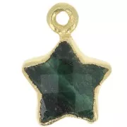 14x11mm 925 Sterling Silver Faceted Star Charm - Fine Gold Plated - Aventurine x1
