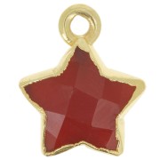 14x11mm 925 Sterling Silver Faceted Star Charm - Fine Gold Plated - Red Onyx x1|raw }}