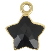 14x11mm 925 Sterling Silver Faceted Star Charm - Fine Gold Plated - Black Onyx x1|raw }}