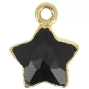14x11mm 925 Sterling Silver Faceted Star Charm - Fine Gold Plated - Black Onyx x1