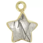 14x11mm 925 Sterling Silver Faceted Star Charm - Fine Gold Plated Quartz Rutile x1