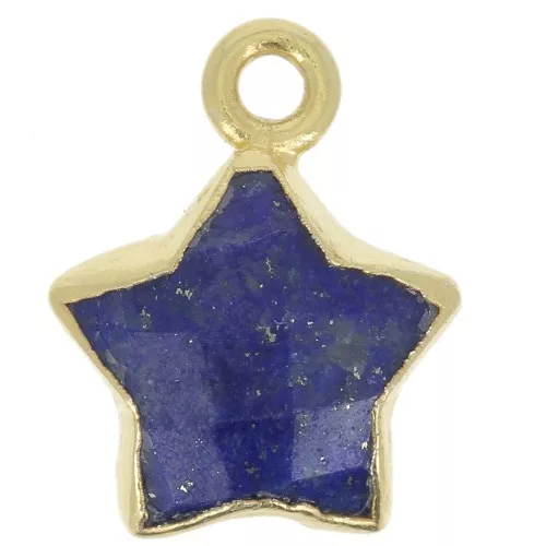 14x11mm 925 Sterling Silver Faceted Star Charm - Fine Gold Plated Lapis lazuli x1
