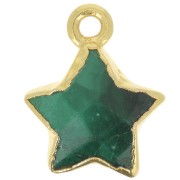 14x11mm 925 Sterling Silver Faceted Star Charm - Fine Gold Plated - Malachite x1|raw }}