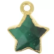 14x11mm 925 Sterling Silver Faceted Star Charm - Fine Gold Plated - Malachite x1