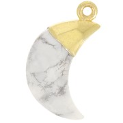 22x12mm 925 Sterling Silver Faceted Moon Charm - Fine Gold Plated - Howlite x1|raw }}