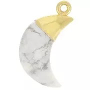 22x12mm 925 Sterling Silver Faceted Moon Charm - Fine Gold Plated - Howlite x1