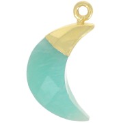 22x12mm 925 Sterling Silver Faceted Moon Charm - Fine Gold Plated - Amazonite x1