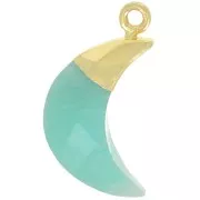 22x12mm 925 Sterling Silver Faceted Moon Charm - Fine Gold Plated - Amazonite x1