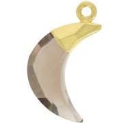 22x12mm 925 Sterling Silver Faceted Moon Charm - Fine Gold Plated Smoky quartz x1|raw }}