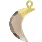 22x12mm 925 Sterling Silver Faceted Moon Charm - Fine Gold Plated Smoky quartz x1